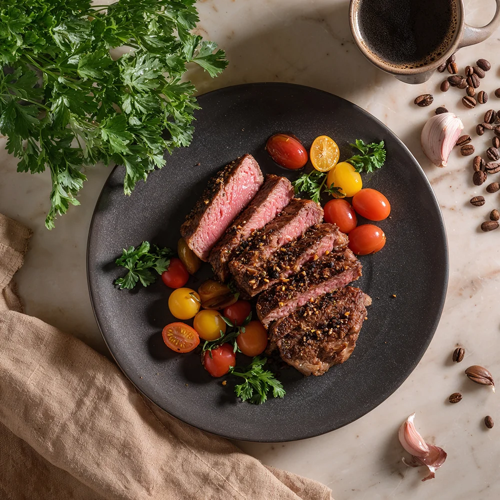 COFFEE PEPPER CRUSTED STEAK